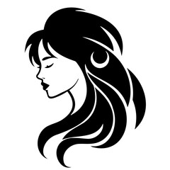 Profile of a Woman with Elegant Curved Hair