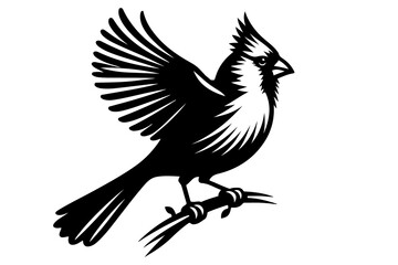 Fototapeta premium Cardinal bird silhouette isolated on transparent background - Generative AI