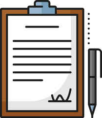 Recruitment contract, business career search color line icon. Business head hunter line pictogram, human resources, employment and recruitment line vector icon with signed contract document and pen