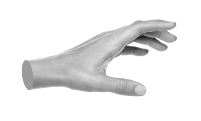 Hand shows gesture isolated on transparent background. Contemporary art