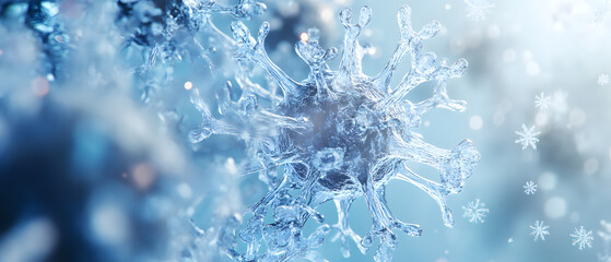 "Close-Up of an Exploding Virus Cell on a Dark Background"

