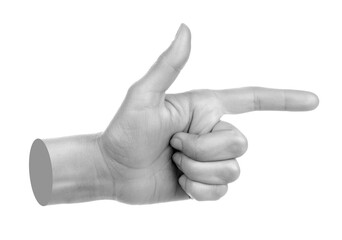 Hand shows virtual touching, isolated on transparent background. Contemporary art