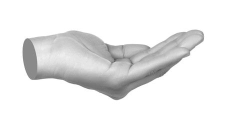 Hand shows virtual holding something isolated on transparent background. Contemporary art