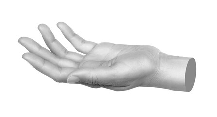 Hand shows virtual holding something isolated on transparent background. Contemporary art