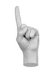 Hand shows finger-counting, isolated on transparent background. Contemporary art