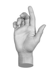 Hand shows virtual touching, isolated on transparent background. Contemporary art