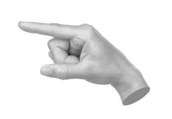 Hand shows virtual touching, isolated on transparent background. Contemporary art
