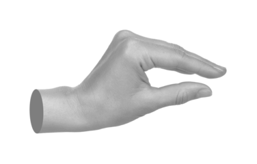 Hand shows virtual holding something isolated on transparent background. Contemporary art