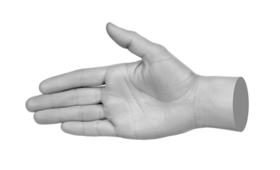 Hand shows handshake, isolated on transparent background. Contemporary art