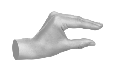 Hand shows virtual holding something isolated on transparent background. Contemporary art