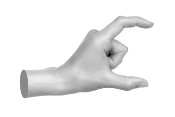 Hand shows virtual holding something isolated on transparent background. Contemporary art