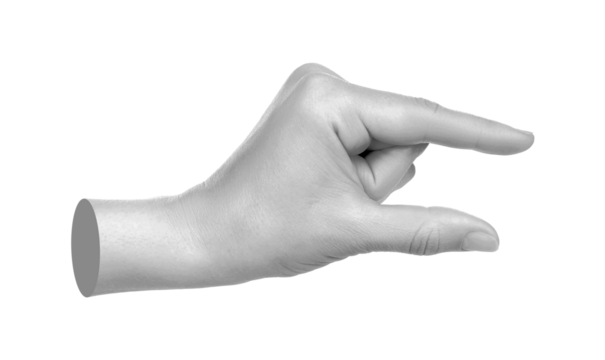 Hand shows virtual holding something isolated on transparent background. Contemporary art