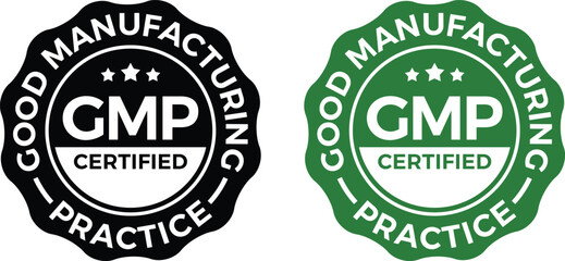 Obraz premium GMP (Good Manufacturing Practice) certified round stamp on white background - Vector