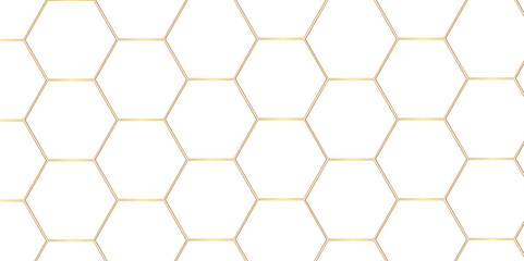 Abstract minimal geometric white and gold light background design. Vector illustration of hexagons pattern. luxury white pattern geometric mesh cell texture. Modern pattern elegant gold line template