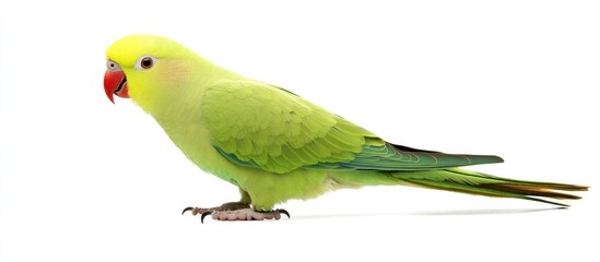 Green Parrot on a White Background