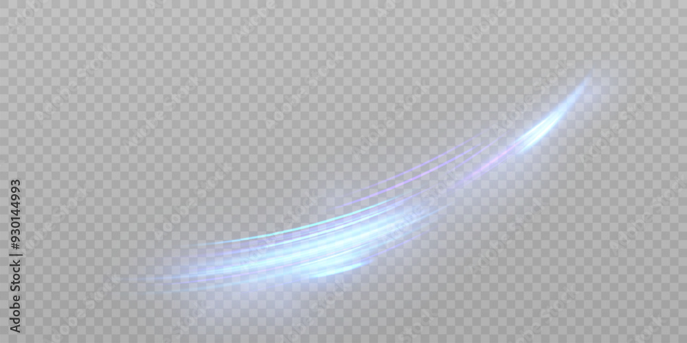 Poster Blue light effect curve line with sparks and glitter. Glowing blue trail. Abstract light energy movement effect. Vector 10 EPS