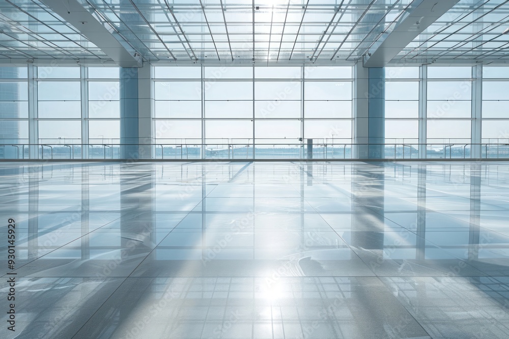 Wall mural clean and clear passenger room in airport flooring architecture daylighting.