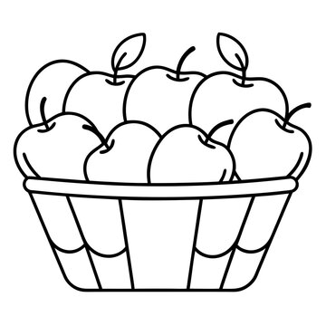 basket of apples black and white clip art preview
