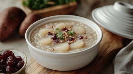 Congee with Water Chestnut and Dried Dates