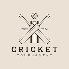 cricket tournament line art logo  vector illustration minimalist design