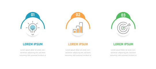 An infographic timeline consisting of 3 stages can be used for presentations
