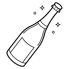 A bottle of champagne art vector illustration