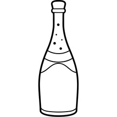 A bottle of champagne art vector illustration