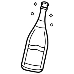A bottle of champagne art vector illustration