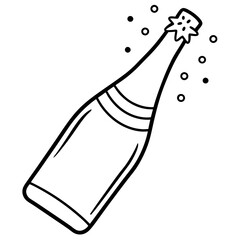 A bottle of champagne art vector illustration