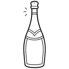 A bottle of champagne art vector illustration