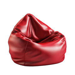 A red bean bag chair with a leather cover