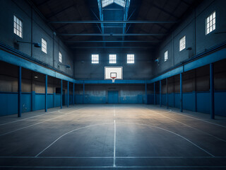 Basketball court inside an old Dutch jail, red color