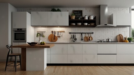 Fototapeta premium Modern Interior With Bright Wall, Living room, Bed room, kitchen, House Plants