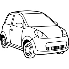 A compact hatchback with minimalist art vector illustration