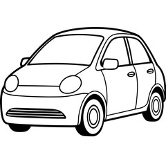 A compact hatchback with minimalist art vector illustration