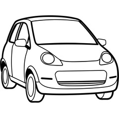 A compact hatchback with minimalist art vector illustration