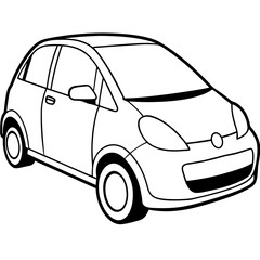 A compact hatchback with minimalist art vector illustration