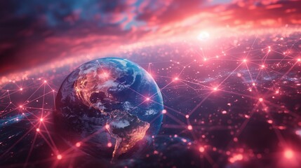 Obraz premium Illustration of a globe with interconnected networks