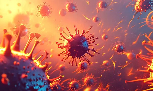 Coronavirus COVID-19 - Arri&egrave;re-plan de virus flottant - Virologie et Microbiologie 3D