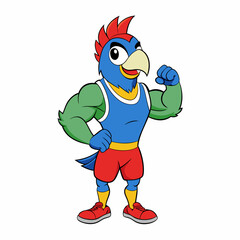 A ferocious angry   parrot  athlete posing art vector illustration © design master