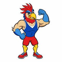 A ferocious angry   parrot  athlete posing art vector illustration