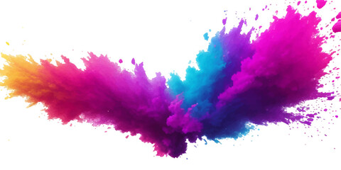 Bright colorful watercolor splash splatter stain brush strokes on white background. Modern vibrant aquarelle spot. Rainbow trendy isolated design on white. Element. Vector watercolor illustration	