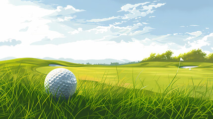 A vector image of a golfer playing in a field