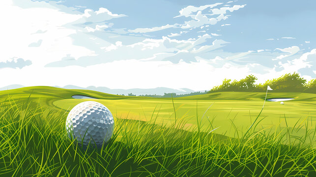 A vector image of a golfer playing in a field