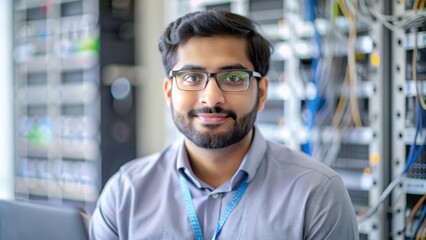 Indian Network Operations Specialist – Portrait of an Indian specialist managing network operations.
