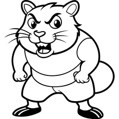 A ferocious angry  Hamster athlete posing art vector illustration