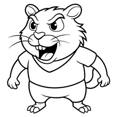 A ferocious angry  Hamster athlete posing art vector illustration