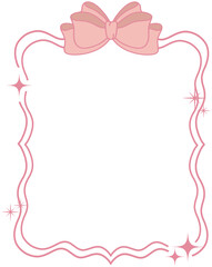 Aesthetic Pastel Groovy Border with Floral, Bow, and Shimmering Detail