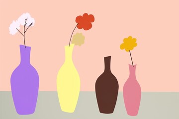 Flower vase painting plant art.