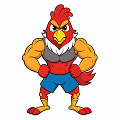 Obraz premium A ferocious angry chicken athlete posing art vector illustration